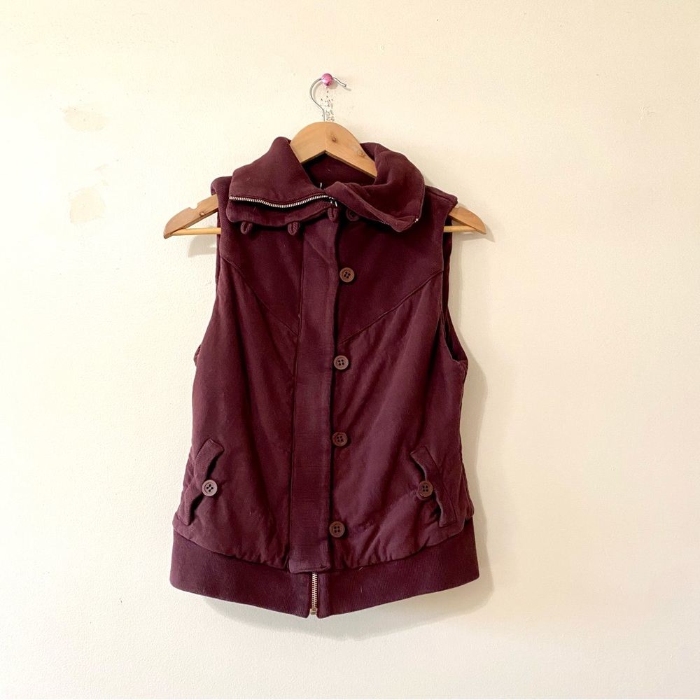 Citizens of Humanity Quilted Vest Burgundy Cotton Fabric Medium